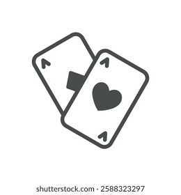 Poker Playing Cards Icon. Thin Line Illustration of Two Aces for Gambling, Casino, and Card Games. Isolated Vector Symbol.