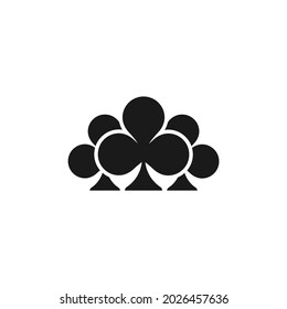 Poker playing cards logo. Clubs pyramid. Playing card deck, suit icon isolated on white. Casino, game, party symbol. Luck, mystery sign.