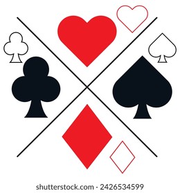 Poker playing cards suit set vector symbols illustration.