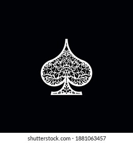 Poker playing cards suit Spades design shape single icon  Spades suit deck playing card used for ace in Las Vegas royal casino  Single icon pattern isolated black Ornament drawing pic for tattoo