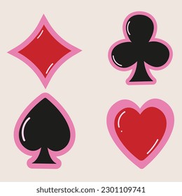 Poker playing cards symbols - Spades Hearts Diamonds and Clubs icons. Vector illustration EPS10