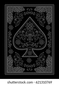 poker playing cards, vintage ace of spades with skulls