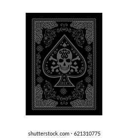 poker playing cards, vintage ace of spades with skulls