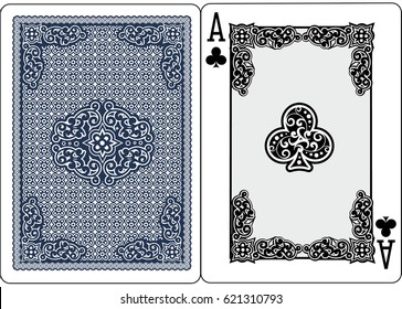 Poker Playing Cards, Vintage Ace Of Clubs