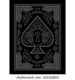 poker playing cards, vintage ace of spades 