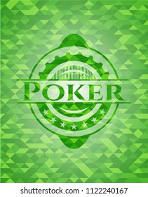 Poker realistic green mosaic emblem