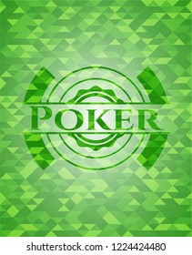 Poker realistic green mosaic emblem