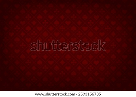 Poker red table background. Casino pattern. Realistic playing field for game blackjack. UI interface element. Vector illustration.