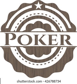 Poker retro style wooden emblem