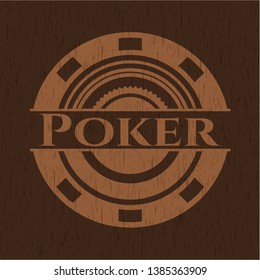 Poker retro wood emblem. Vector Illustration.