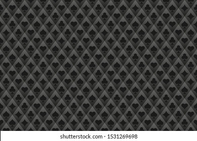 Poker Seamless pattern with suits. Black background. Vector illustartion.