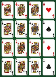 Poker Set With Isolated Cards On Green Background - High Cards