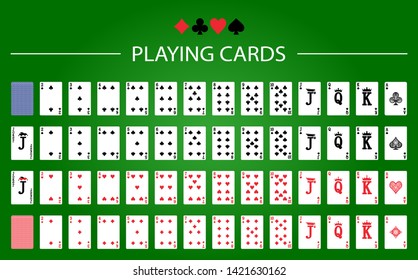 Poker set with isolated cards on green background