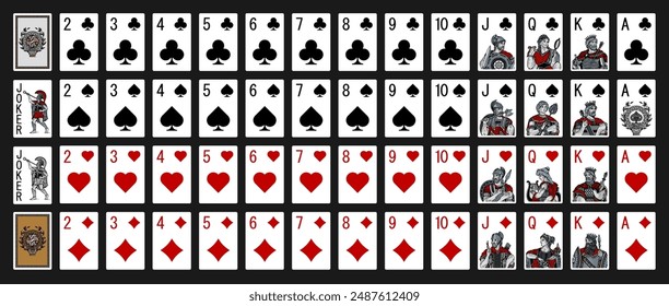 Poker set with isolated cards - Poker playing cards - Miniature playing cards for mobile applications