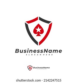 Poker Shield-Logo, Vektorvorlage, Creative Gambling-Logo-Design-Konzept