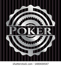 Poker silver emblem or badge. Vector Illustration. Mosaic.