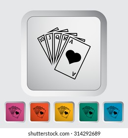 Poker. Single flat icon on the button. Vector illustration.