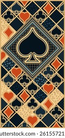 Poker spades Art deco card, vector illustration