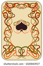 Poker spades card in art nouveau style, vector illustration