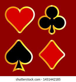 Poker suits card. Set of playing card suits