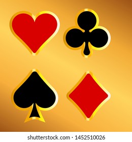 Poker suits card. Set of playing card suits
