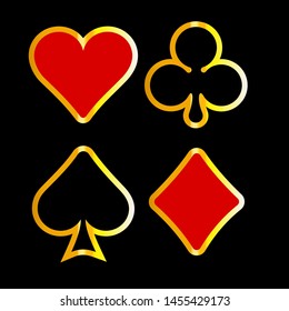 Poker suits card. Set of playing card suits
