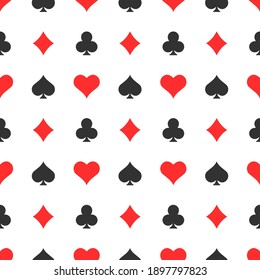 Poker suits seamless pattern background. Casino elements vector illustration.