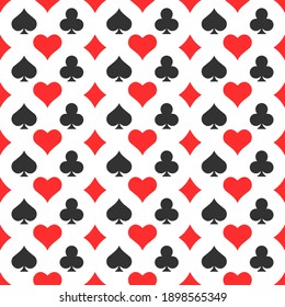 Poker suits seamless pattern background. Casino elements vector illustration.
