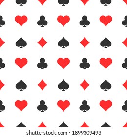 Poker suits seamless pattern background. Casino elements vector illustration.