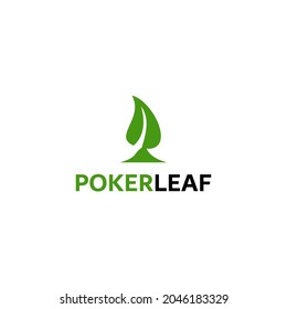 Poker symbol and leaf combination design logo