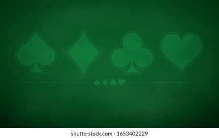 Poker table background in green color. Vector illustration.