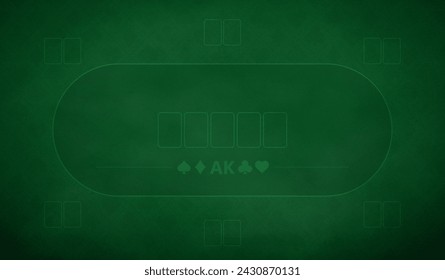 Poker table background in green color. Vector illustration.