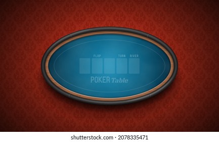 Poker Table With Blue Cloth. Vector Illustration.