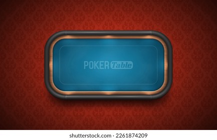 Poker table with blue cloth. Vector illustration.