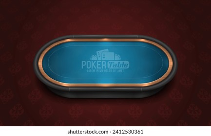 Poker table with blue cloth. Vector illustration.