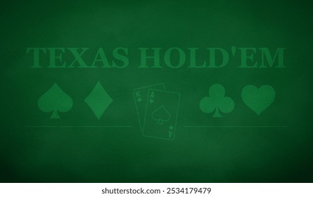 Poker table for card game Texas holdem background in green color. Vector illustration.