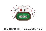 Poker table with cards and poker chips in cartoon style isolated on white background