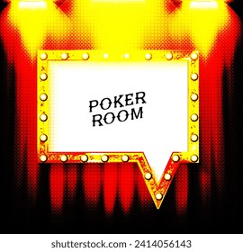 Poker table with the cards and chips on a dark background. Vector illustration