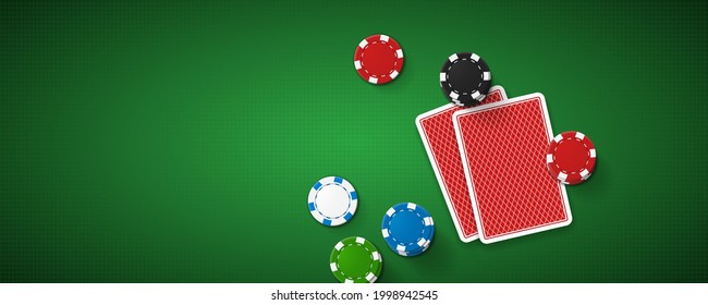 Poker table with cards and chips. Vector illustration.