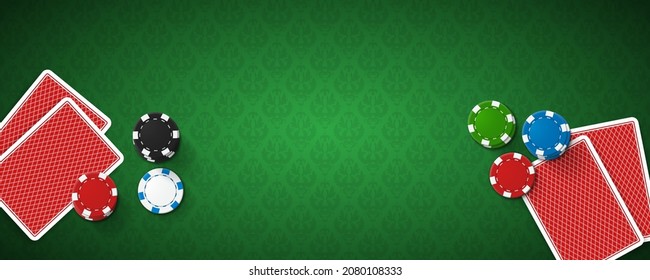 Poker table with cards and chips. Vector illustration.