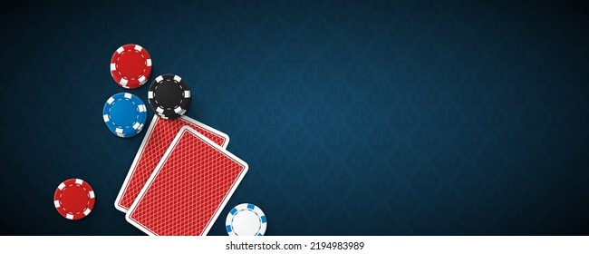 Poker table with cards and chips. Vector illustration.