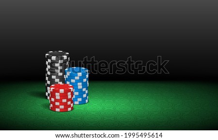 Poker table with chips. Vector illustration.