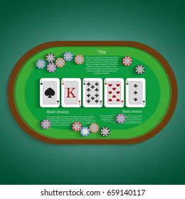 Poker table with a combination of Ace & King