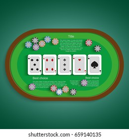 Poker table with a combination of five low