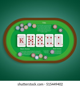 Poker table with a combination of flush