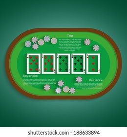 Poker table with a combination of four of a kind