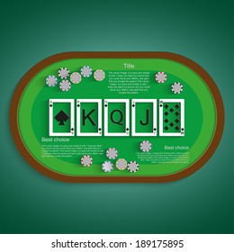 Poker table with a combination of royal flush