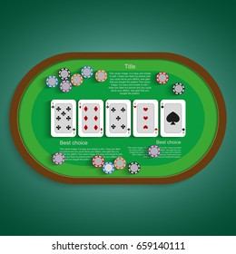 Poker table with a combination of seven low