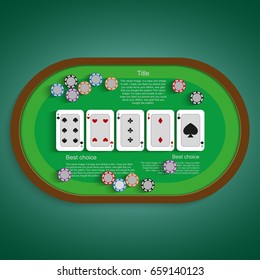 Poker table with a combination of six low