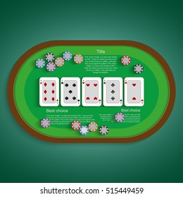 Poker table with a combination of straight